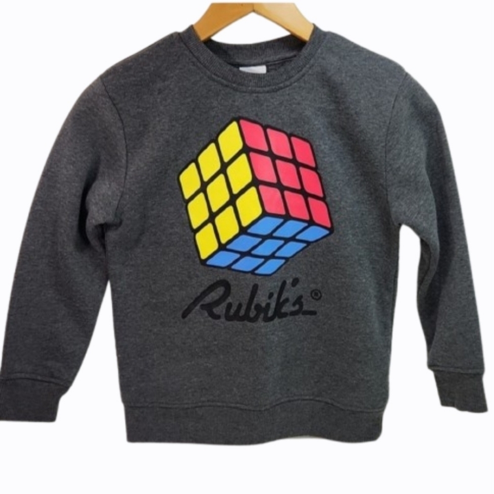 Rubik's Cube Kid's Grey Pullover VTG Sweatshirt (Small 7/8)